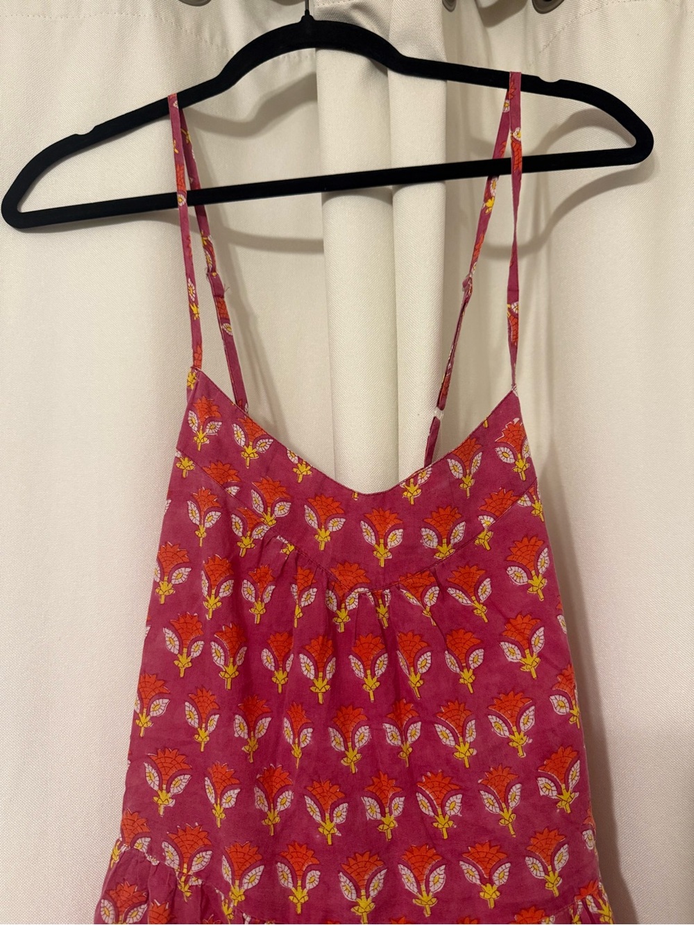 SZ Blockprints 100% Cotton Tiered Midi Bohemian Dress with Straps Size M - Picture 6 of 8
